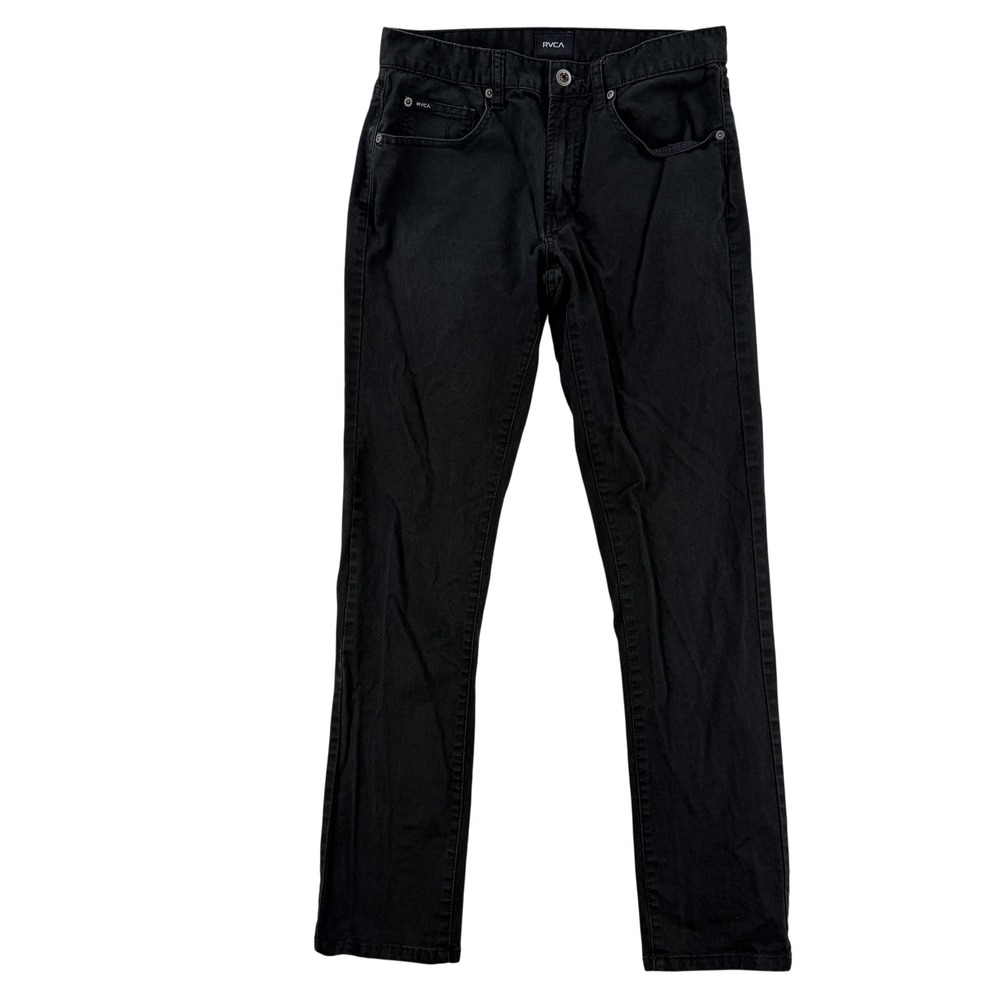 RVCA Daggers Denim Jeans Mens 29x30 Black Slim Tapered Dark‎ Wash Pants